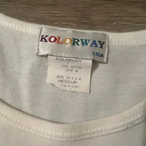 VINTAGE Kolorway USA Hand Painted 3/4 Sleeve Shirt fashion shoes girl - Picture 5 of 7